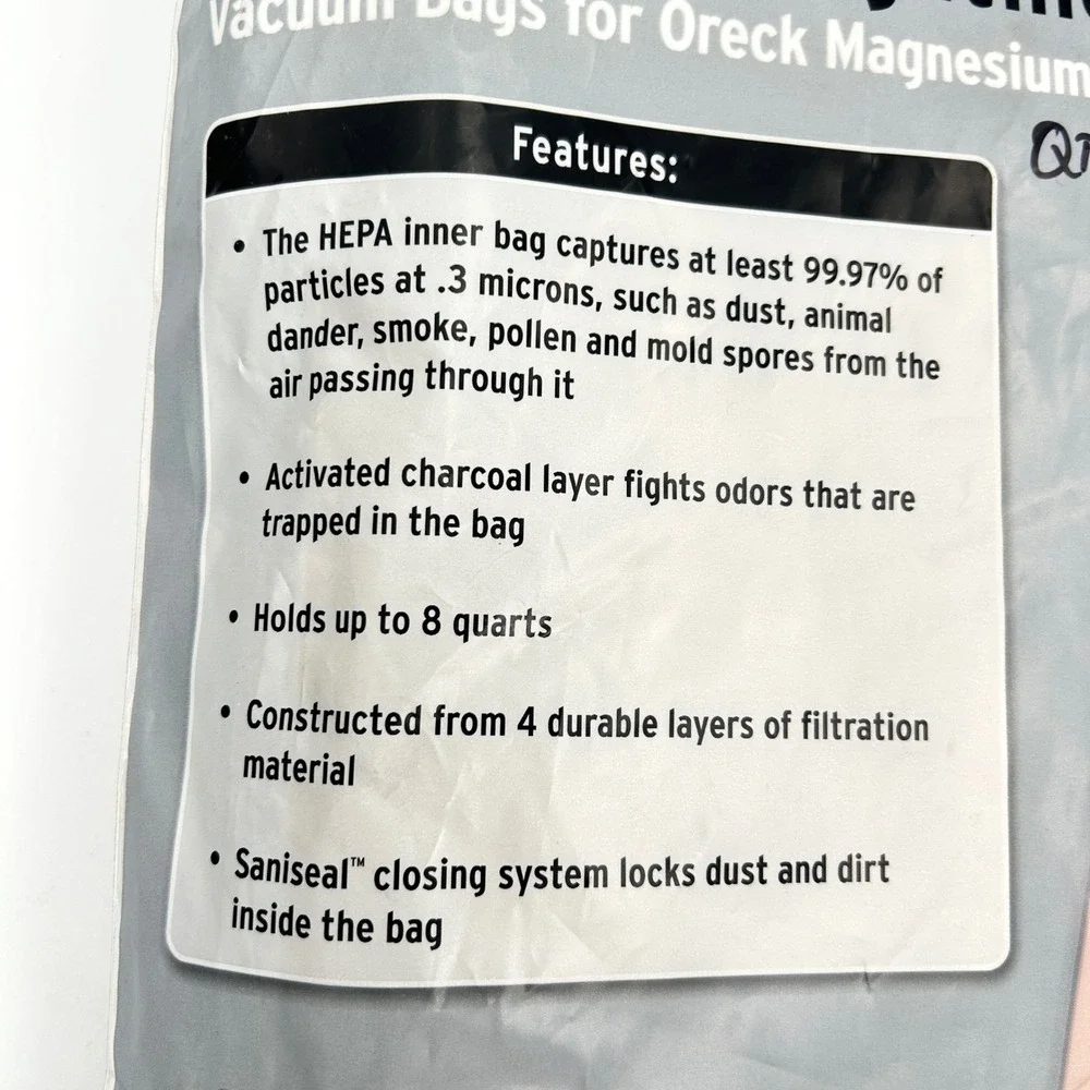 Oreck Magnesium HEPA Odor Fighting‎ Vacuum Bags Type LW LWPK60H 4-Pack Tan